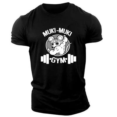 100% Cotton Oversize T Shirt for Men's Leisure T-Shirts Crew Neck Mice Muki- Muki Gym Tee Shirt Short Sleeve Clothes Printed Top