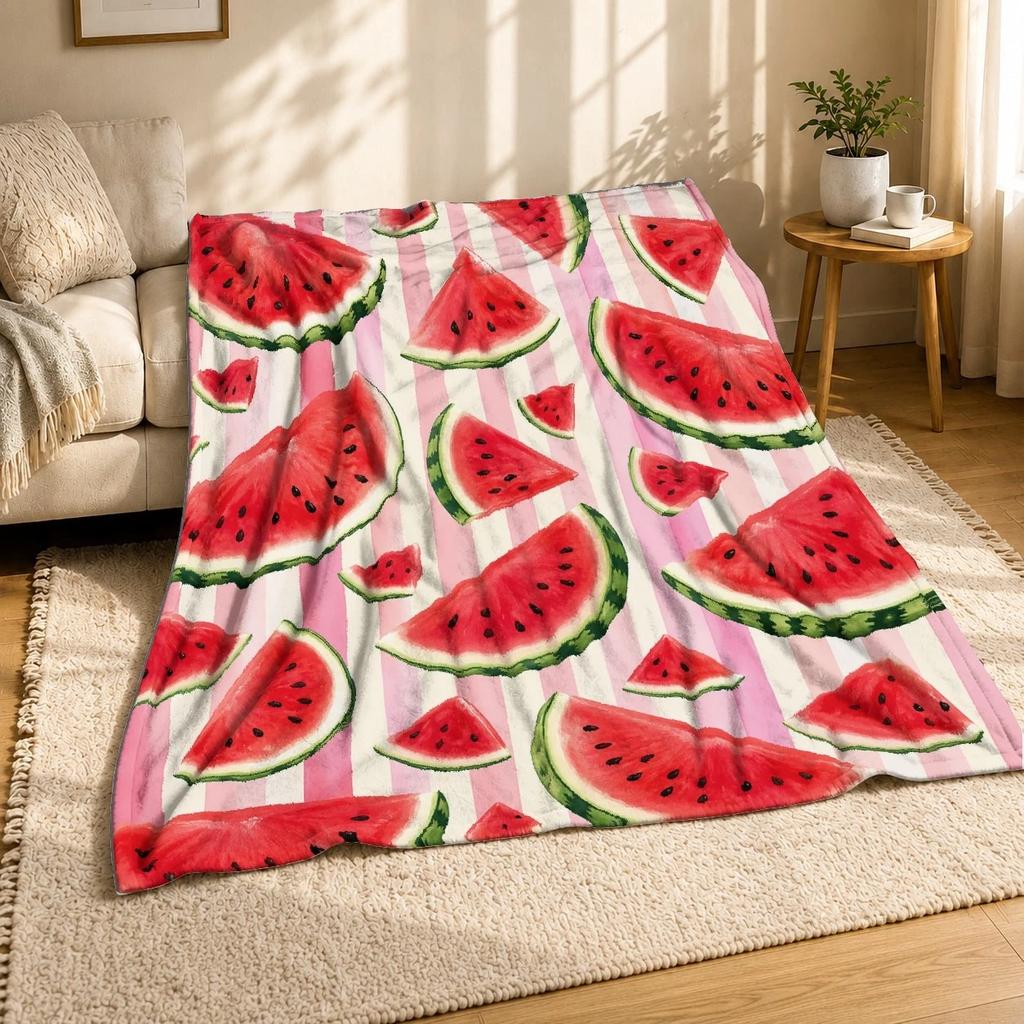 Watermelon Slice 2 Plush Throw Blanket Fruit Party Decor