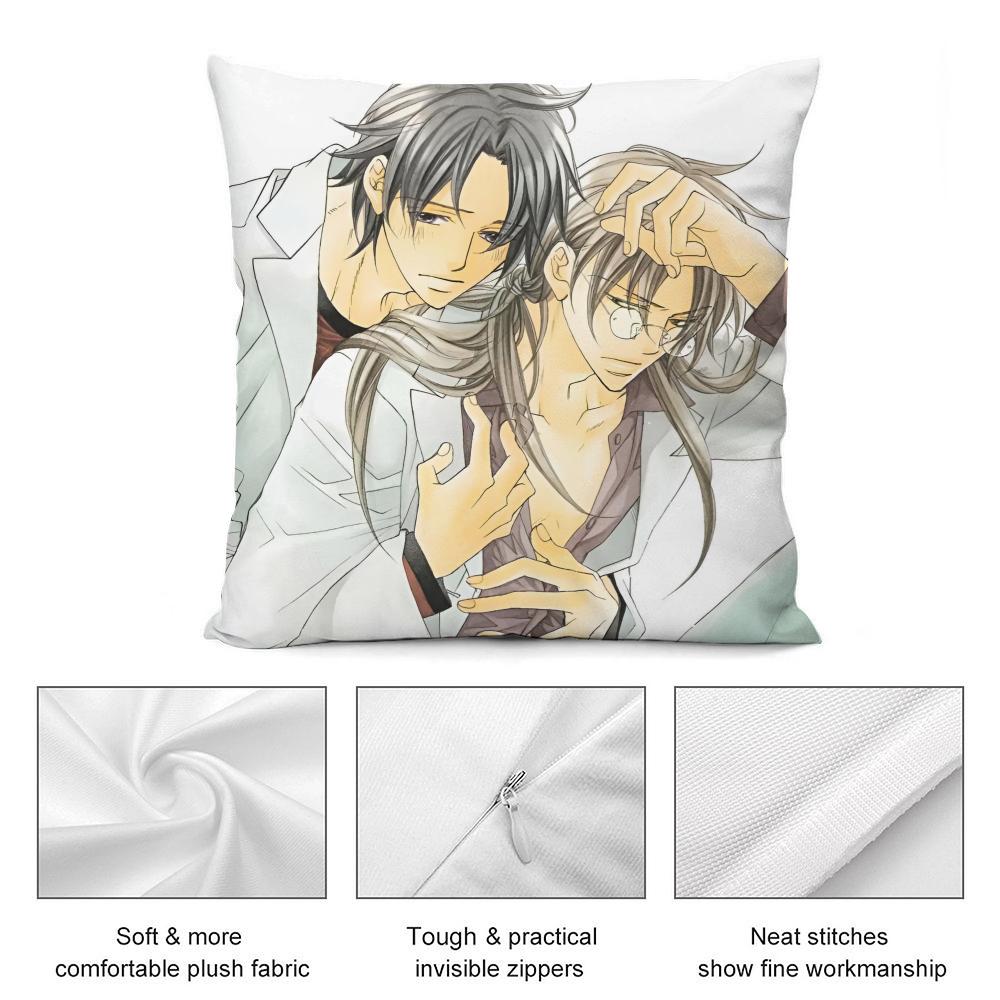 Anime The T-Tyrant Falls In Love Pillow Case Anti-dustmite Pillow Invisible Zipper Silky Short Plush Sofa Cushion Cover