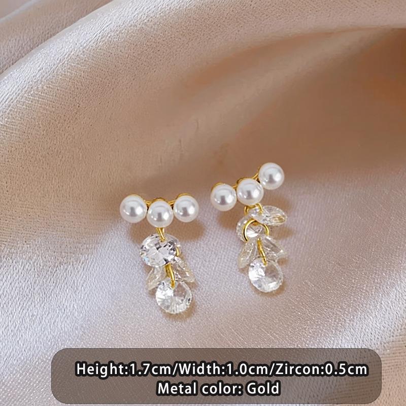 

Luxurious and Exquisite Imitation Pearl zircon Pendant Earrings For 2026 Women s Mini Earrings Versatile Jewelry Accessories