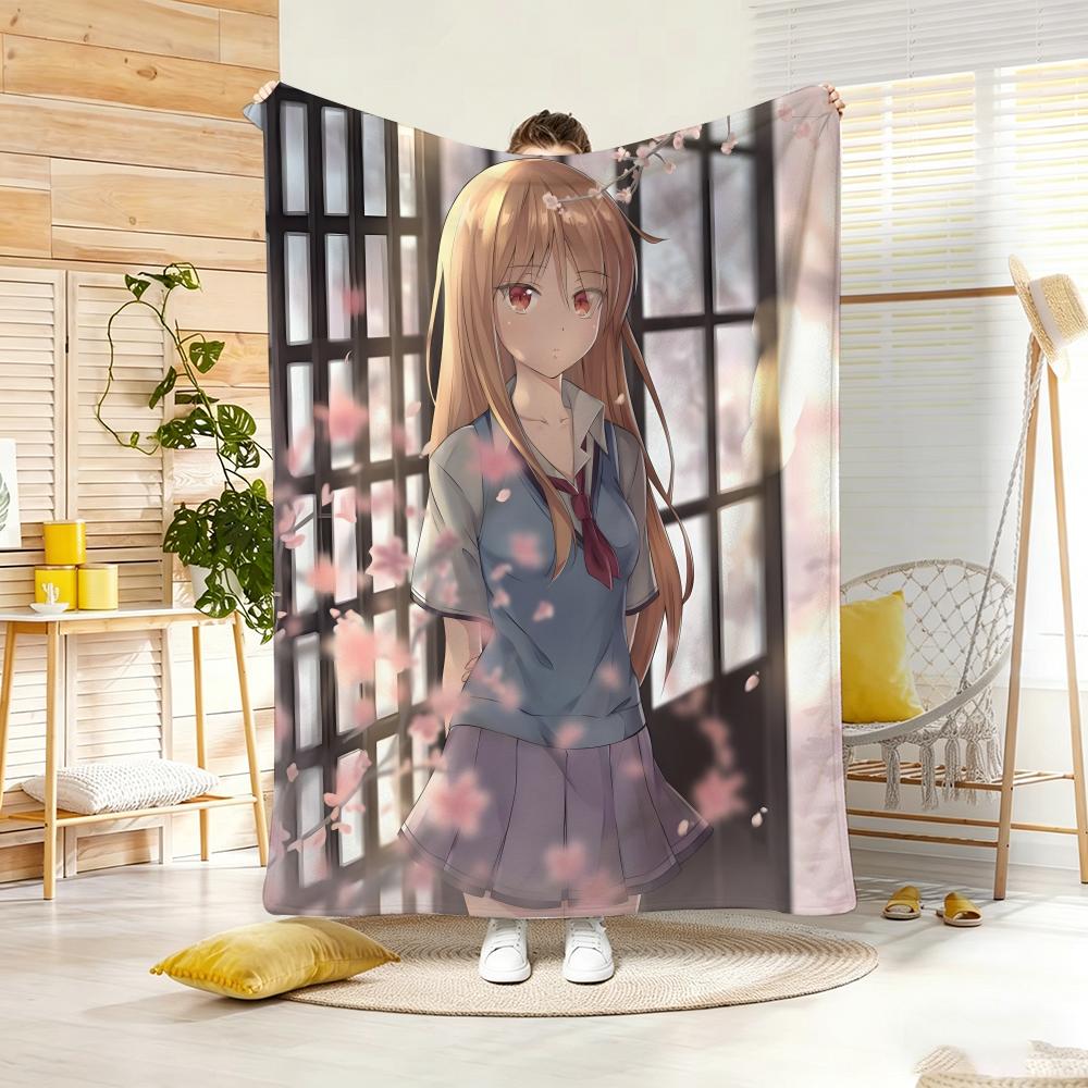Anime Character MMashiroS ShiinaS Throw Soft Warm Throw Blanket for Bedroom Living Room Bed Travel Camping Picnic Gift