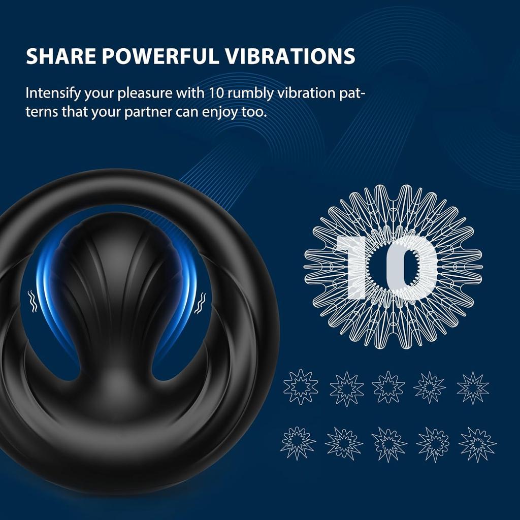Vibrating Cock Ring,Penis Ring Vibrator with 10 Vibration Modes Male Adult Sex Toys, Couple Sex Toy for Clitoris & Testicles Stimulation