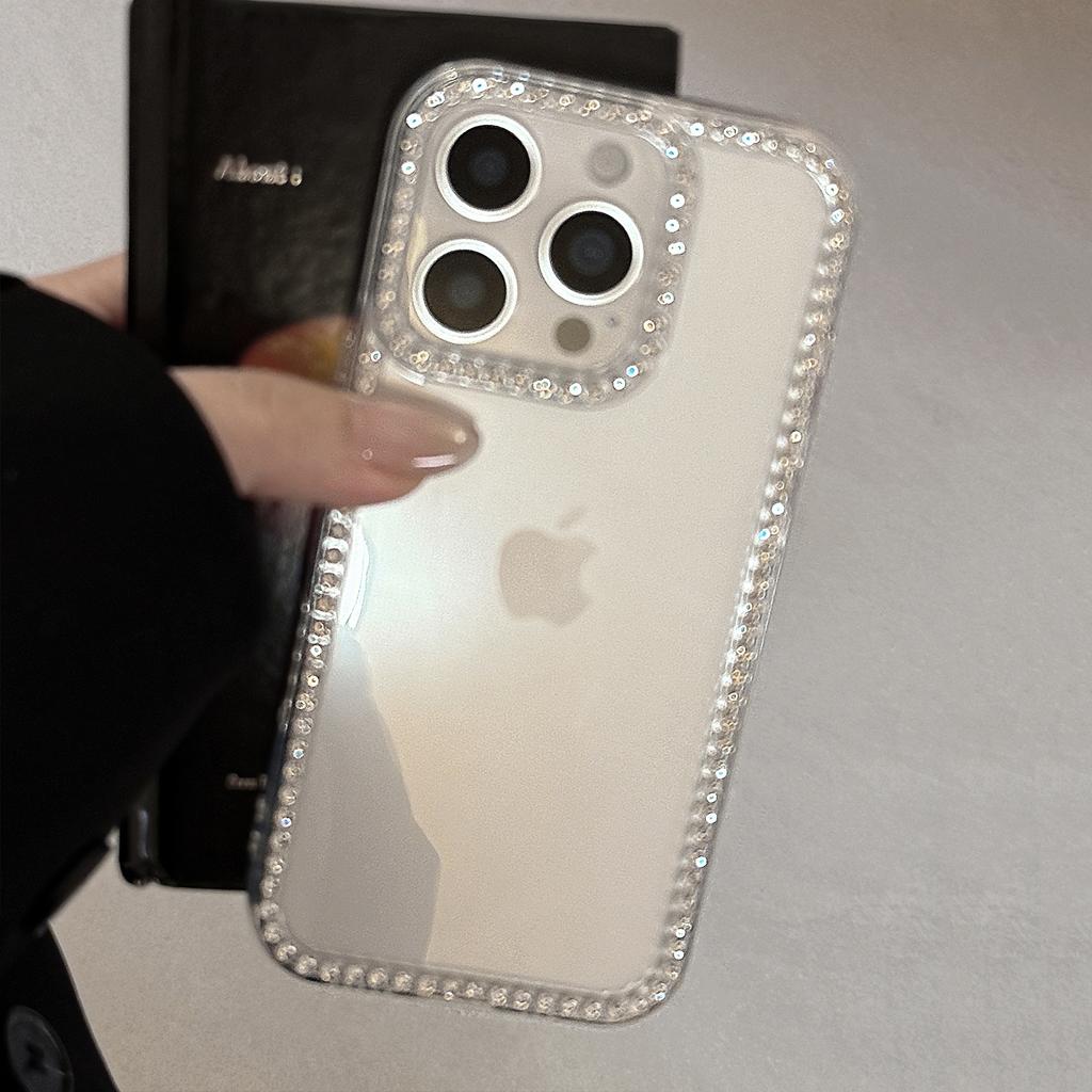Rhinestone Glitter Powder Transparent Suitable for Apple 16 Mobile Phone Case 15promax Anti-fall IPhone 13 Soft Sleeve 1114