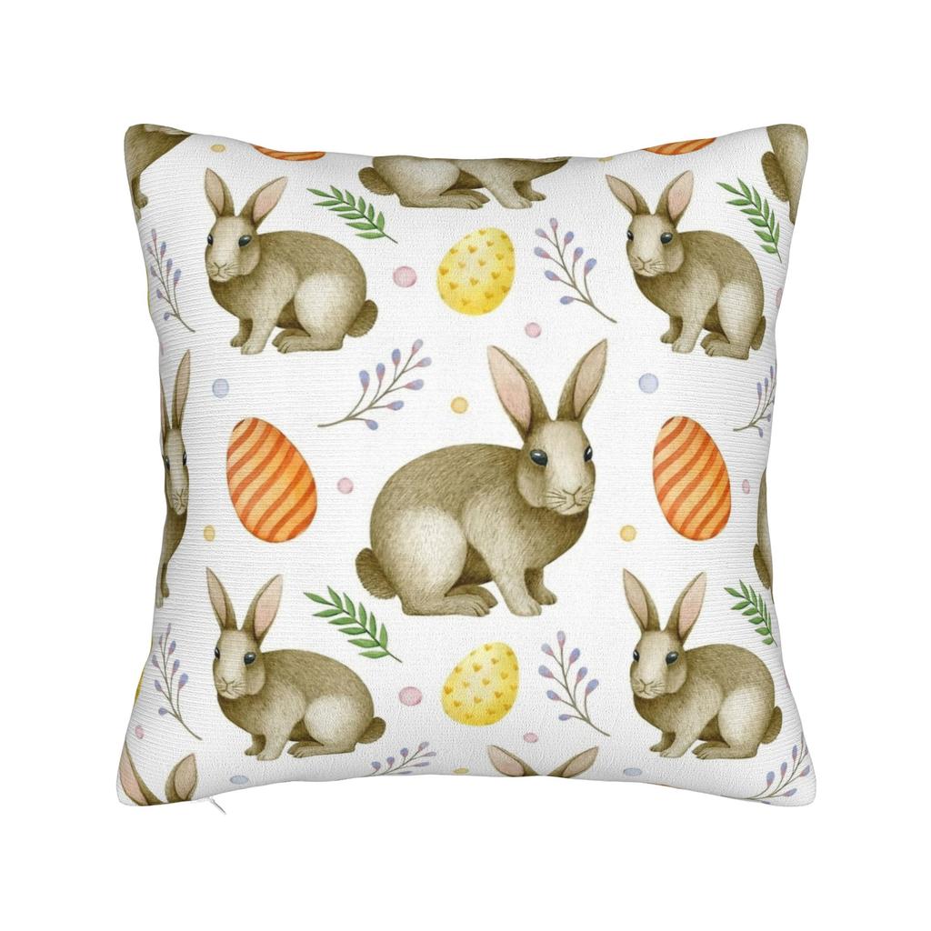 Eggs Easter Bunny Square Pillow Case Polyester Cushions for Sofa   Novelty Pillowcover Home Decor