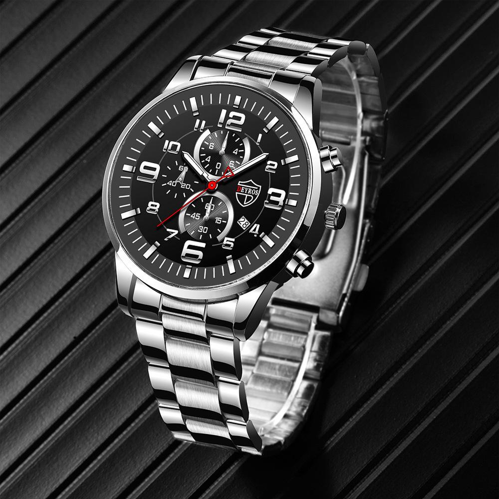 Watch Four-Piece Men'S Accessories Watch Necklace Bracelet Cross Necklace