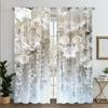 2 szt. Eleganckie białe zasłony z kwiatowym wzorem, z przezroczystego poliestru – do salonu, sypialni, domu wakacyjnego, kawiarni, kuchni i biura
