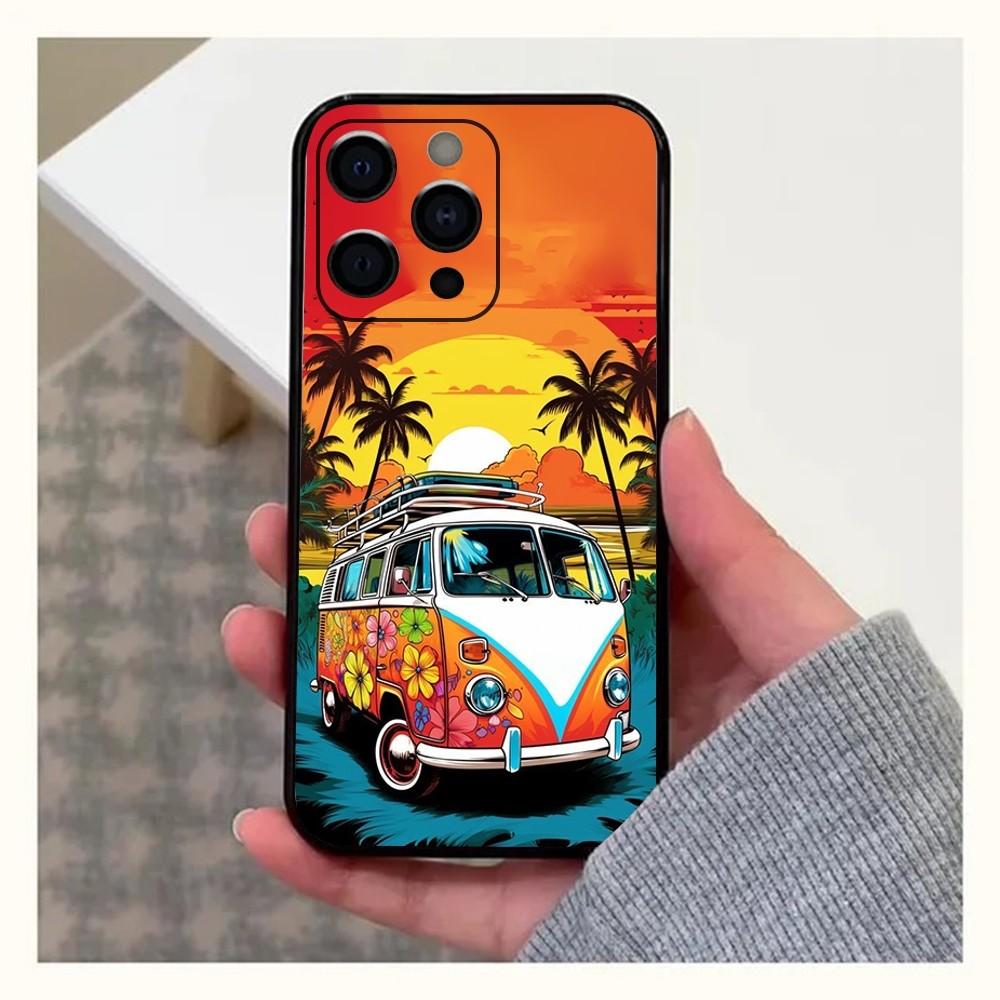 Combi Van Surf Phone Case For Apple iPhone 15,14,13,12,11,Pro,X,XS,Max,XR,Plus,Mini Soft  black shell