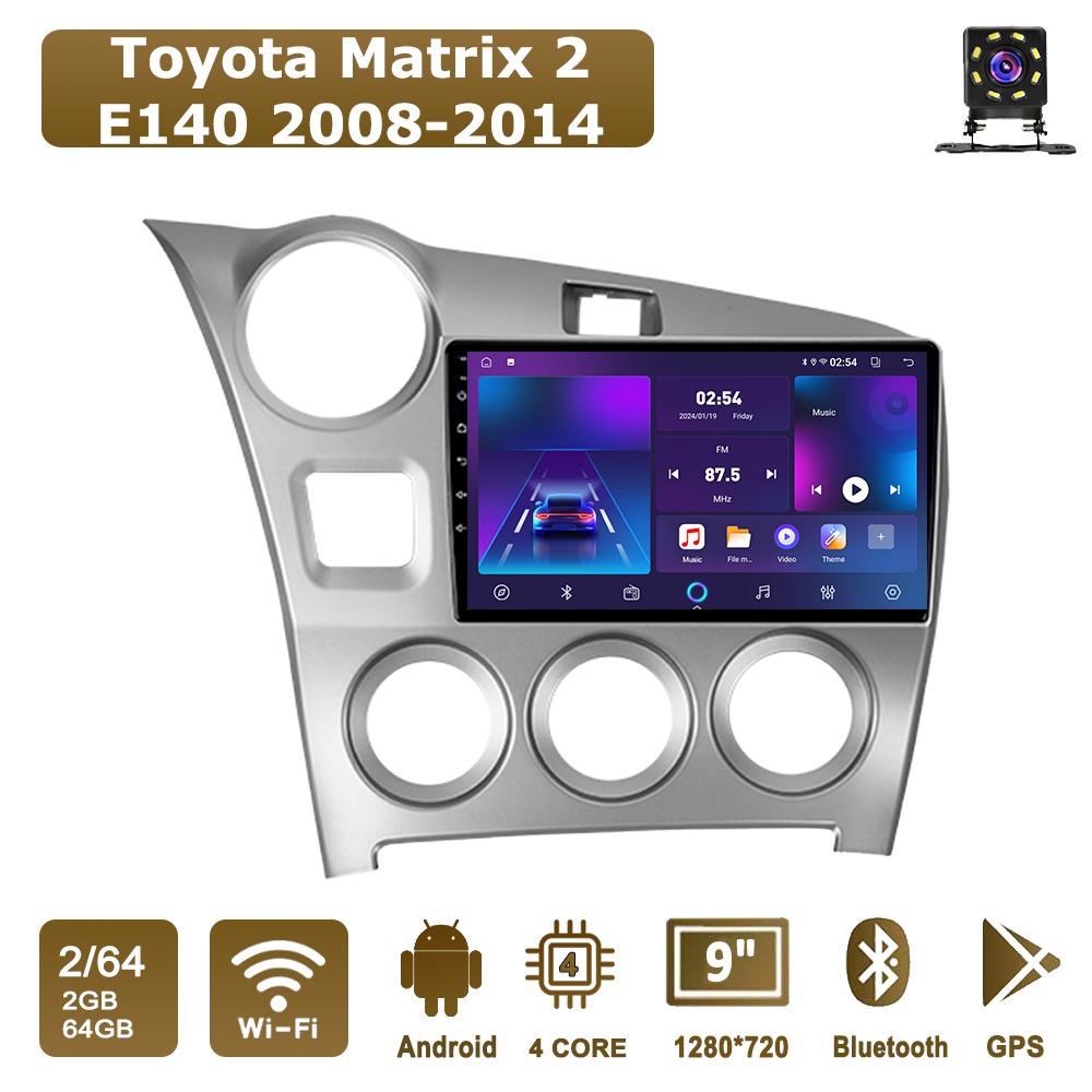 Android Car-Play Car Radio For Toyota Matrix 2 E140 2008 - 2014 Multimedia Player Head Unit Stereo GPS Navigation BT WIFI,2+64GB