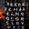 Creative Photo Prop Wall Decorations Halloween Letter Ornament, Spooky Hanging Wooden Alphabet Letters Pendant with Ghost Holiday Scenery for