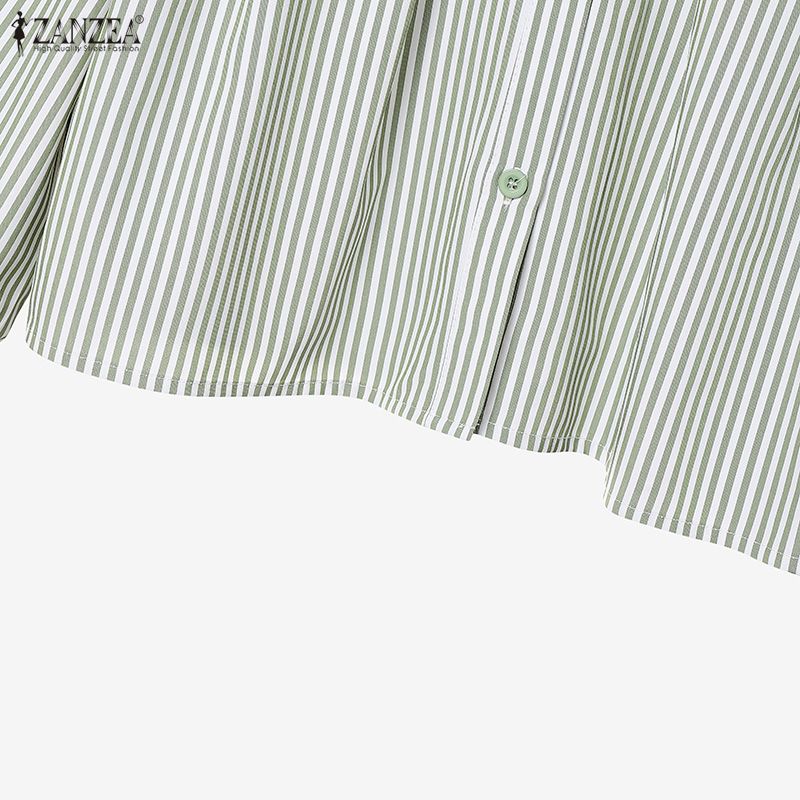 ZANZEA Women Long Sleeve Stripe Blouse and Long Skirts Casual Two Piece Suit Sets