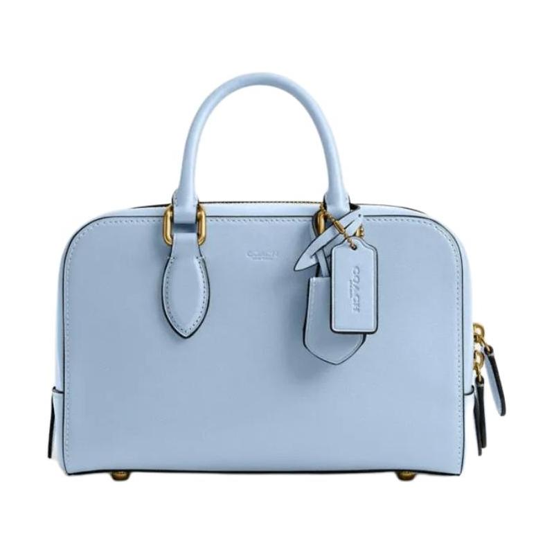 

COACH Bowery 24 Solid Color Removable Shoulder Strap Calf Leather Shoulder Handbag Medium Women s Bluebell синій