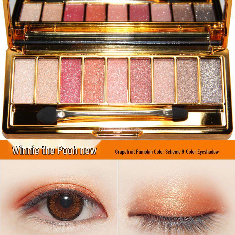 Paletă de Fard de Pleoape Strălucitoare în Nouă Culori Winnie the Pooh cu Finisaj Diamant