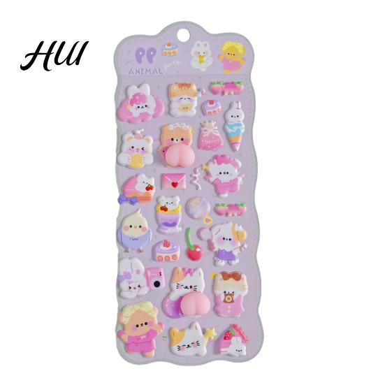 Sticker Basteln für Anfänger Niedlich 3D Puffy Kawaii Blasen Schaumstoff Sticker Puff Squishy Abnehmbar Bär Hase Handyhülle Notizbuch Scrapbooks DIY