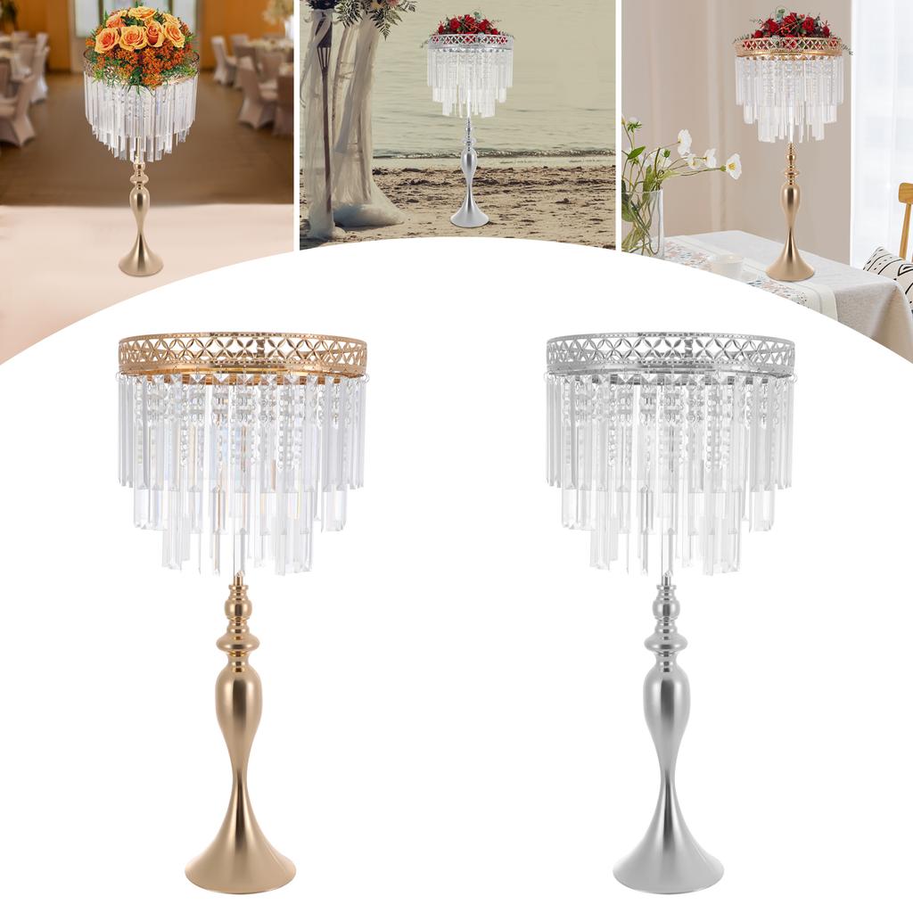 80cm Acrylic Flower Holder,Silver/Gold Crystal Flower Stand Tabletop Standing  for Wedding,Birthday Parties
