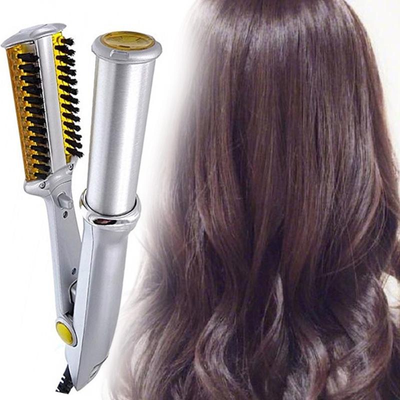2-in-1 Hair Straightener and Curler for Styling Flat Iron Bangs Hairdressing Tool with 360° Rotating Power Cord