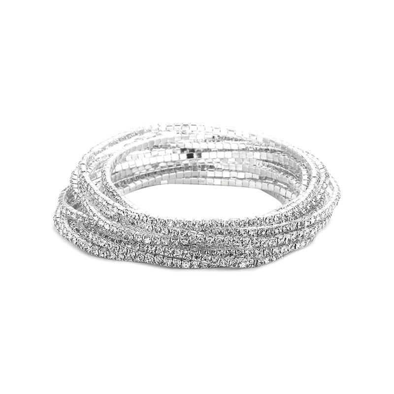 5pcs Fashion Crystal Rhinestone Stretch Bracelet For Women Elastic Wristband Wedding Bracelets Daily Female Zircon Accessories
