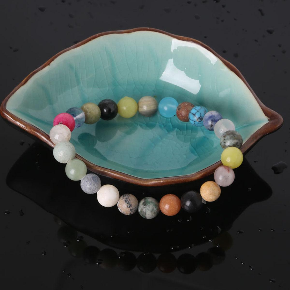 

Щасливі браслети з натурального каменю розміром 19 см для жінок, чоловіків, круглі еластичні ювелірні вироби з бісеру, браслет-браслет 8mm