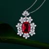 Tancise Jewelry Synthetic Ruby Silver Pendant 12 * 16 Flower Necklace 40 + 3