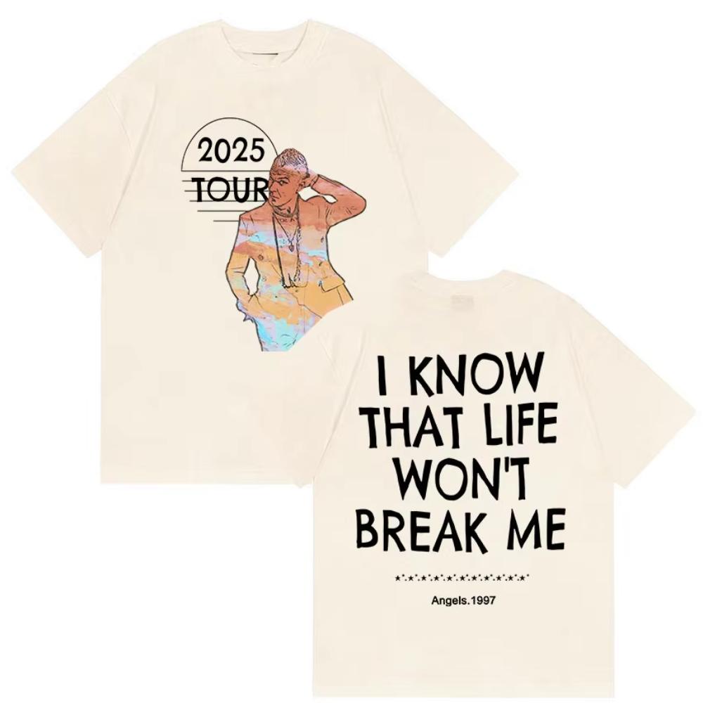 

Мерч тура Робби Уильямса 2025 Мужская футболка Ретро Высокое качество Модные футболки Женская Повседневная Хлопковая футболка Оверсайз Уличная одежда S