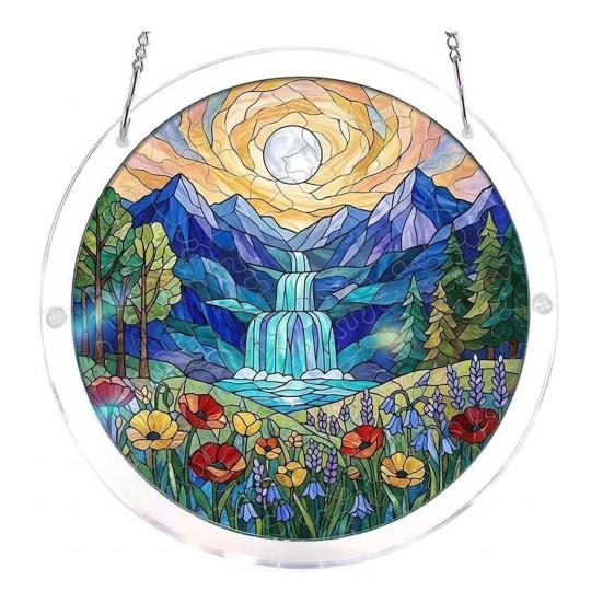 Acrylic Puzzles Suncatcher 83 Style Window Hanging Pieces Stained Glass Ornament DIY Jigsaw