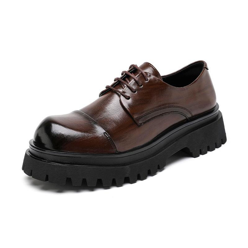 Spring New Leather Shoes Men's Formal Wear Casual Business Korean Version Trend British Brock Platform Big Head Shoes 1805-A