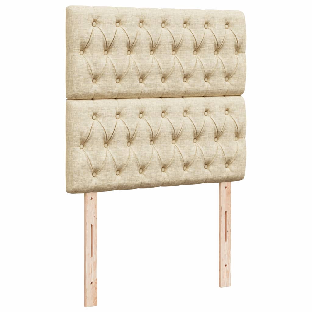 Box Spring Bed with Mattress Cream 90 x 190 cm Fabric