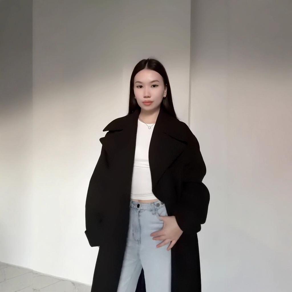 2025 Cross-border European and American Women's Clothing Amazon Large Lapel Casual Loose Lace-up Long Woolen Coat Coat
