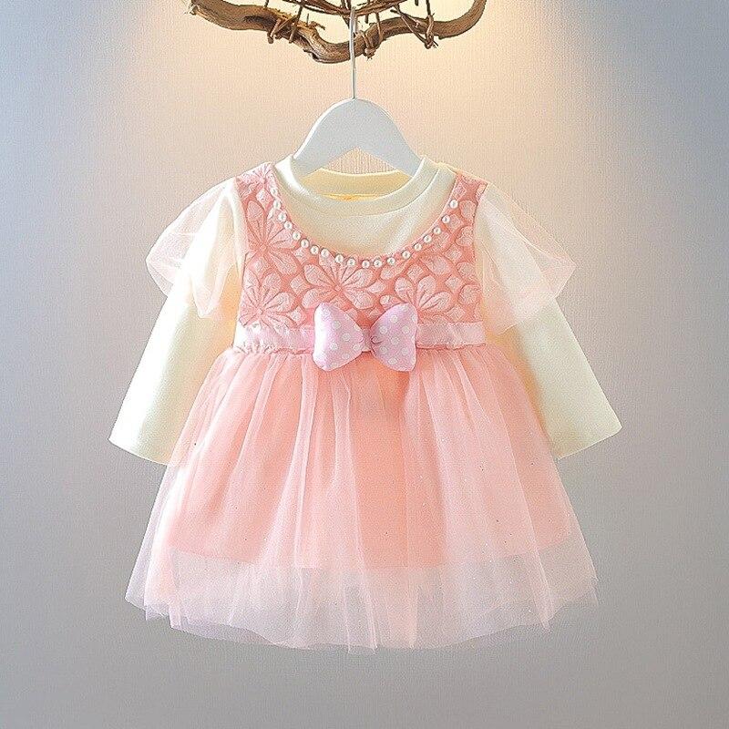 Cheap Toddler Baby Girl Tulle Dress Puff Long Sleeve Dot Bow