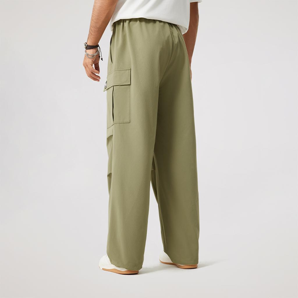 Li Ning Badfive Casual Simple Solid Color Straight Leg Knitted Sports Pants Men Bottoms Sandalwood-Green AKXV027-6