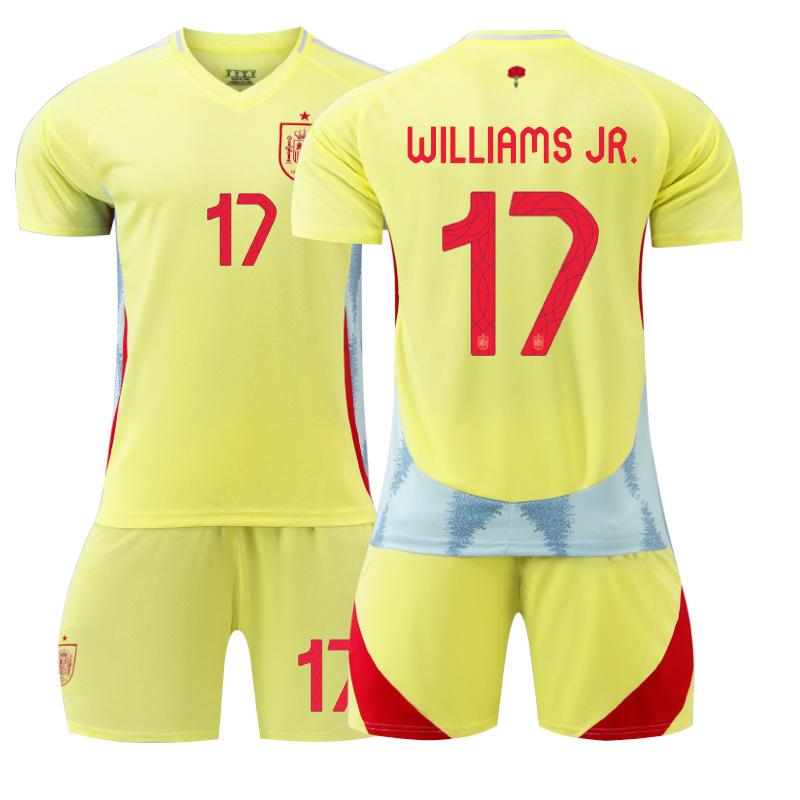 2024 Europameisterschaft Spanien Trikot Auswärts 7 Morata Nr. 17 Williams 19 Yamal Fußballtrikot Set 26#