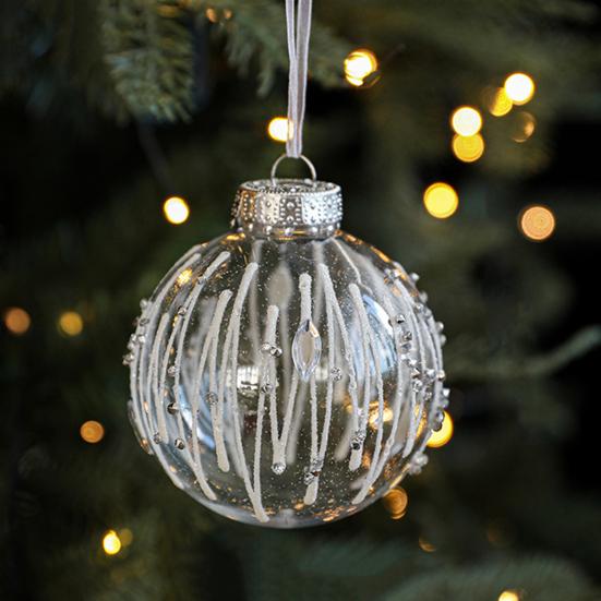 Christmas Ball Ornament Faux Pearls Tree Decoration Festive Hanging Baubles with Rope Home Store Decor