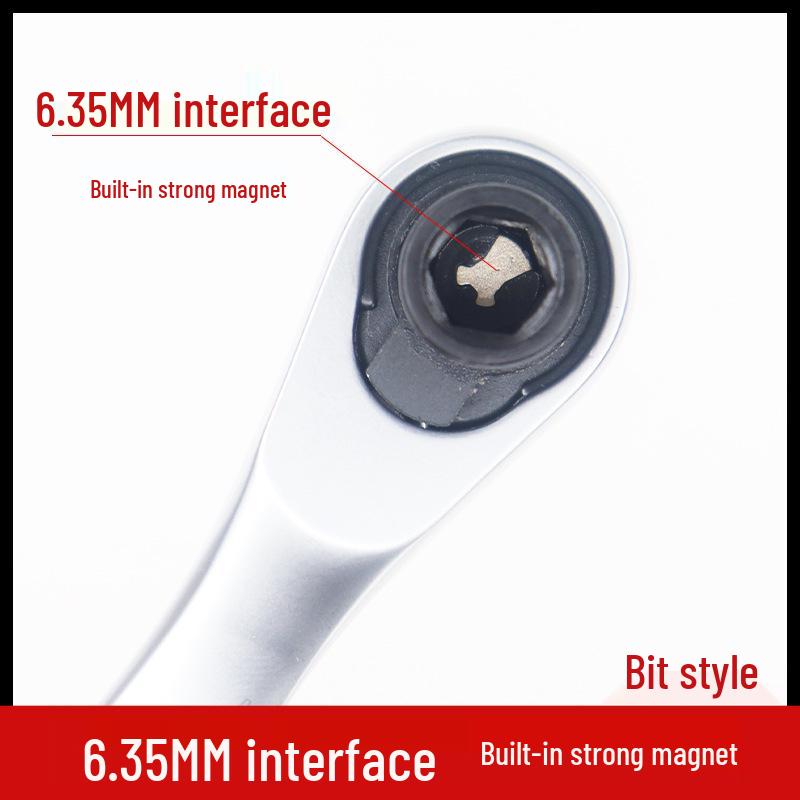 72-Tooth Mini Ratchet Wrench & Screwdriver, 1/4-Inch, Wear-Resistant Carbon Steel, for Tight Spaces, Forward/Reverse.