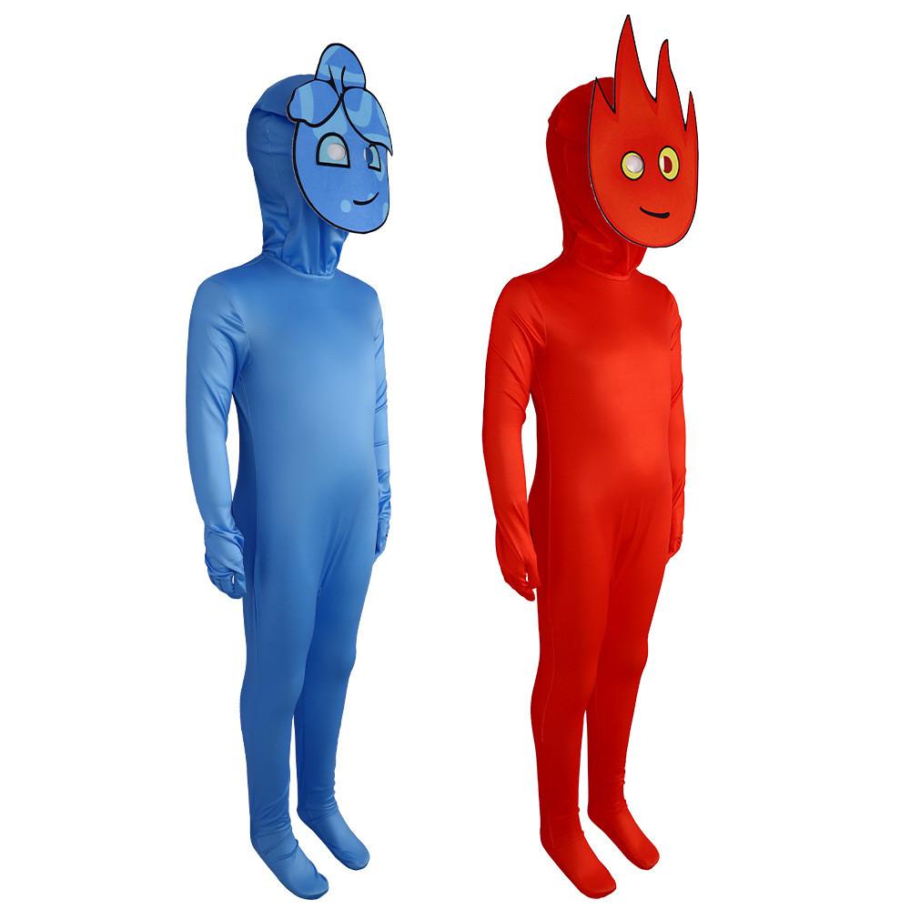 Fireboy And Watergirl Cosplay Costume Cartoon Jumpsuits Halloween Party Garment
