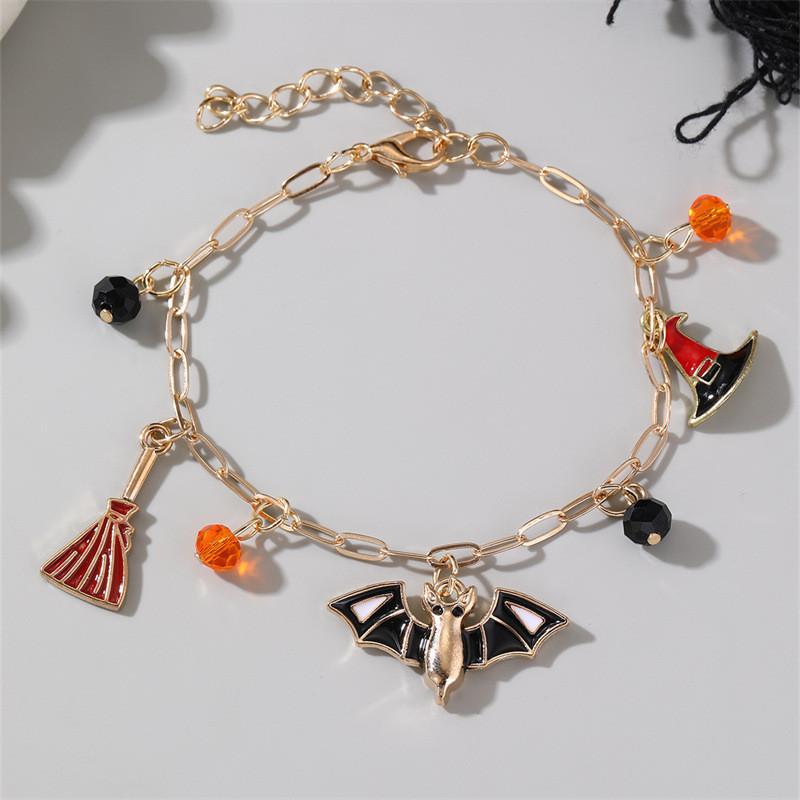 Halloween Themed Kids Accessory Zinc Alloy Leather Geometric Pumpkin Bat Ghost