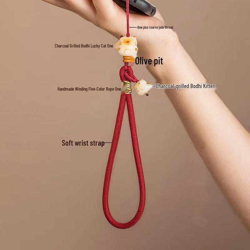 Bodhi Glückskatze Handy-Anhänger Handgelenksband - Niedlicher Anti-Verlust, Anti-Sturz Handyhülle Lanyard Anhänger