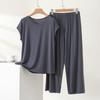 Summer Women's Modal Loungewear Set Lightweight Loose Short Sleeve & Ankle Length Pants 2 Piece Casual Sleepwear Home Pajamas