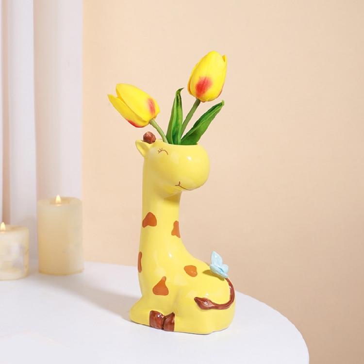 Giraffe Shape Vases Ceramic Vases Modern Decorative Vases Centerpiece Lovely Flower Vases for Wedding Office Home Decors