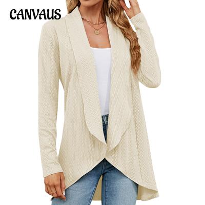 Herbst und Winter Damen-Strickjacke, einfarbig, langärmelig, lockeres Oberteil, Strickjacke