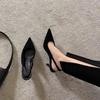 Spring New Design Sense Niche Black Professional Pointed Head Thin Heel High Heels Versatile Sandals Bag Head Women's Shoes