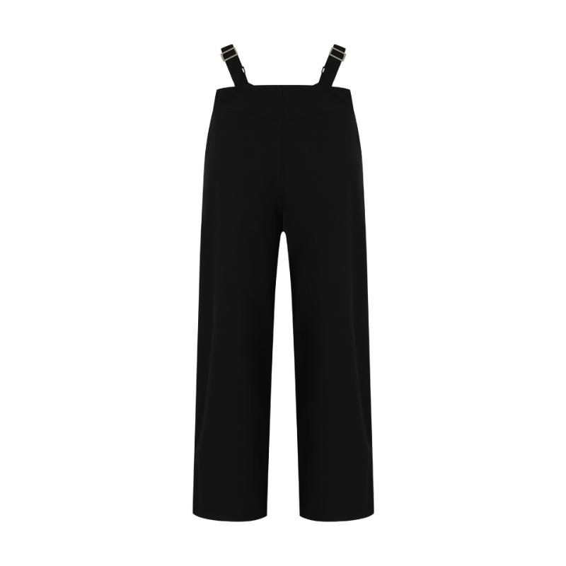 Black Overalls Women Summer Ladies Pants Pockets Elastic Casual Pants Women's Pants  Waist Street Loose Straight Casual Wide Leg Long Pants