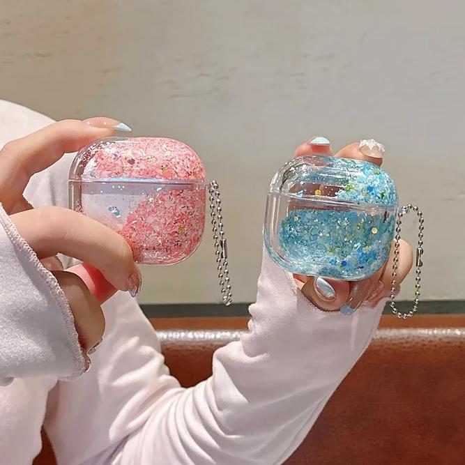 Leuchtendes Glitzer-Flüssig-Sanduhr-Transparente Kopfhörerhülle für AirPods 4 Pro 3 2 1 Pro3 Kabellose Kopfhörer-Schutzhülle