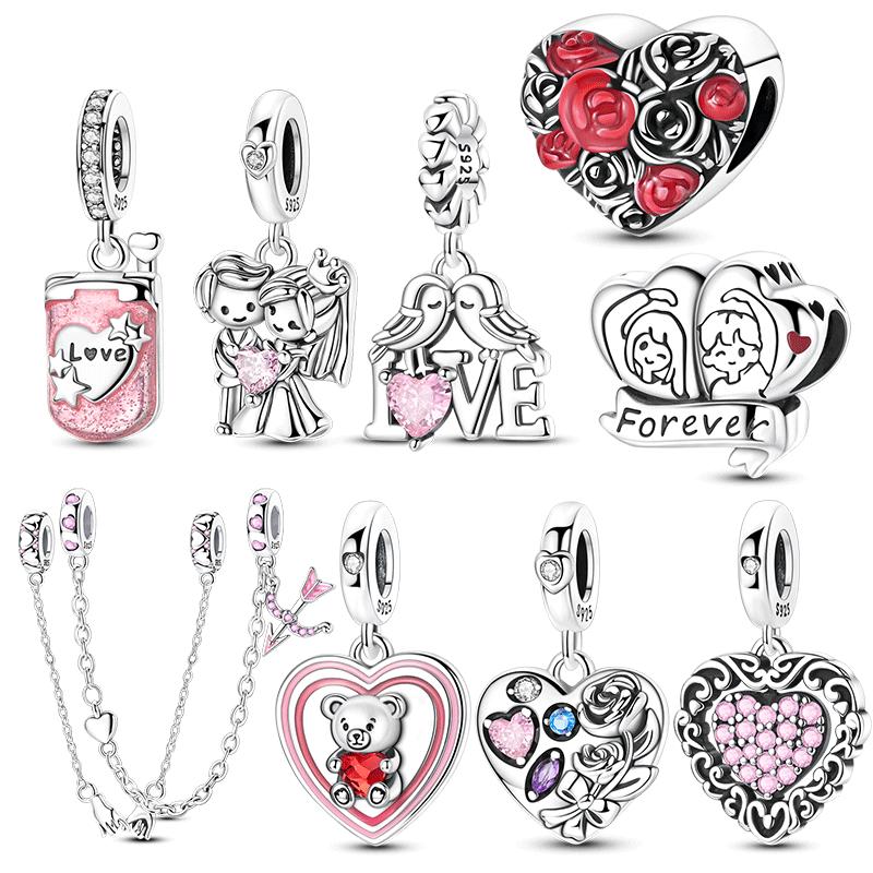 copper Couple Collection Love BoyGirl Dangle Charm Bead Charms Heart Bead Charms Compatible With Authentic Bracelets for Women Do It Yourself Fine Je