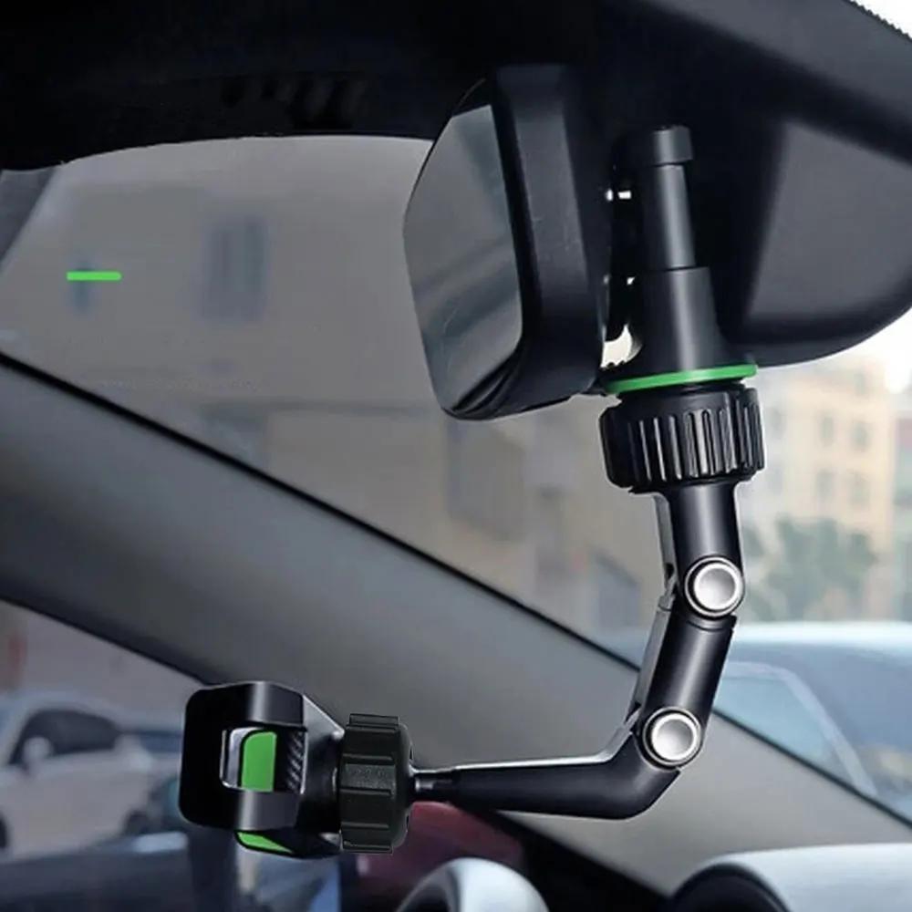 Car Rearview Mirror Phone Holder - 360° Rotating Universal GPS Mount for All Smartphones