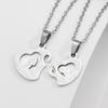 Stainless Steel Heart To Heart Lovers Necklace Christmas Gift Heart Pendant