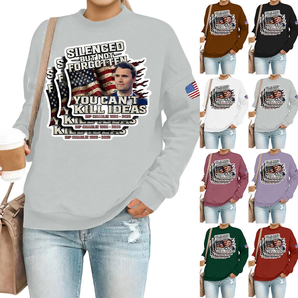 Women's Casual Fashion Round Neck Long Sleeve  Printed Sweatshirt