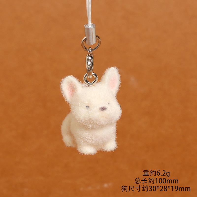 Flocked Puppy for Women Girl Mobile Phone Lanyard Dog Lovers Bag Charms Tremdy Key Chains Couple Friend Kids Gift Bag Charm