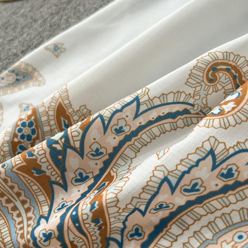 Hikigawa Chic Móda Ženy Elegantní Stojáček S límcem Přepásaný Úzký Pas Šaty Vintage Single Breasted Print Vestidos Mujer