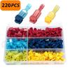 220x Motorcycle T Tap Wire Connector Clip Cable Latch Insulated Terminal 3xColor