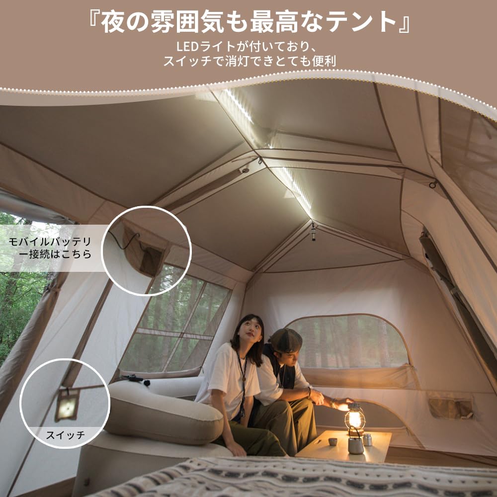 Naturehike Official One Touch Tent Village13 Ti Black Material Upgraded Large Size for 2 To 6 People Lodge Type Park Tent Camping Easy Setup UV