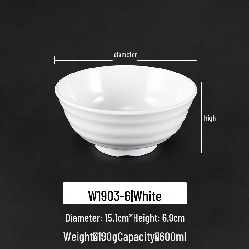 

Minimalist White Melamine Noodle Bowl